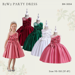 Party dress anak B2W2 satin diagonal bunga